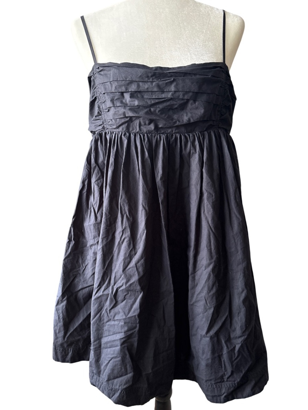 Sunday Best Black Spaghetti-Strap Mini Dress with Pleated Bust